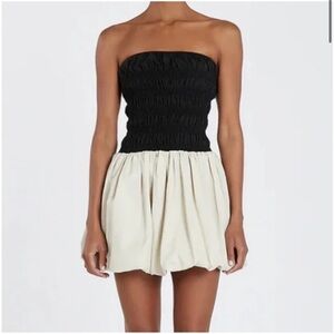 Dissh Stevie Black And Stone Strapless‎ Bubble Skirt Mini Dress size 10